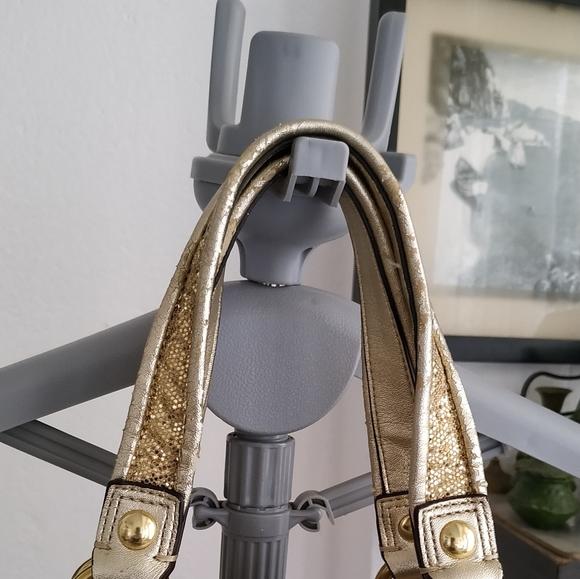 Authentic Coach Poppy F20762 Daisy Floral Gold Glitter Shoulder bag - Picture 6 of 17